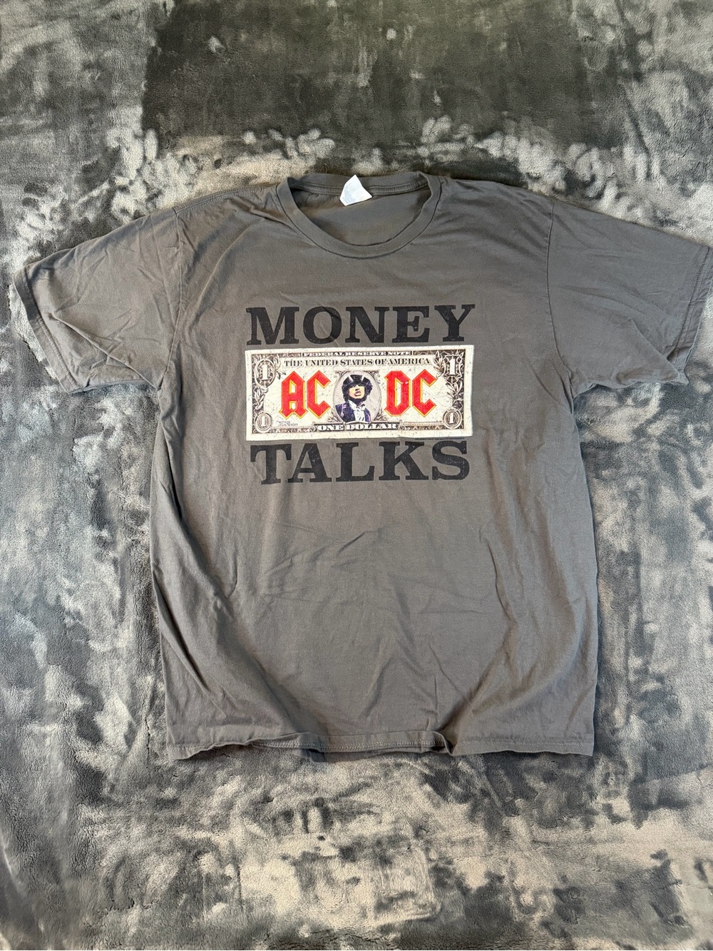 AC/DC Money Talks Tee in Charcoal with Red Logo